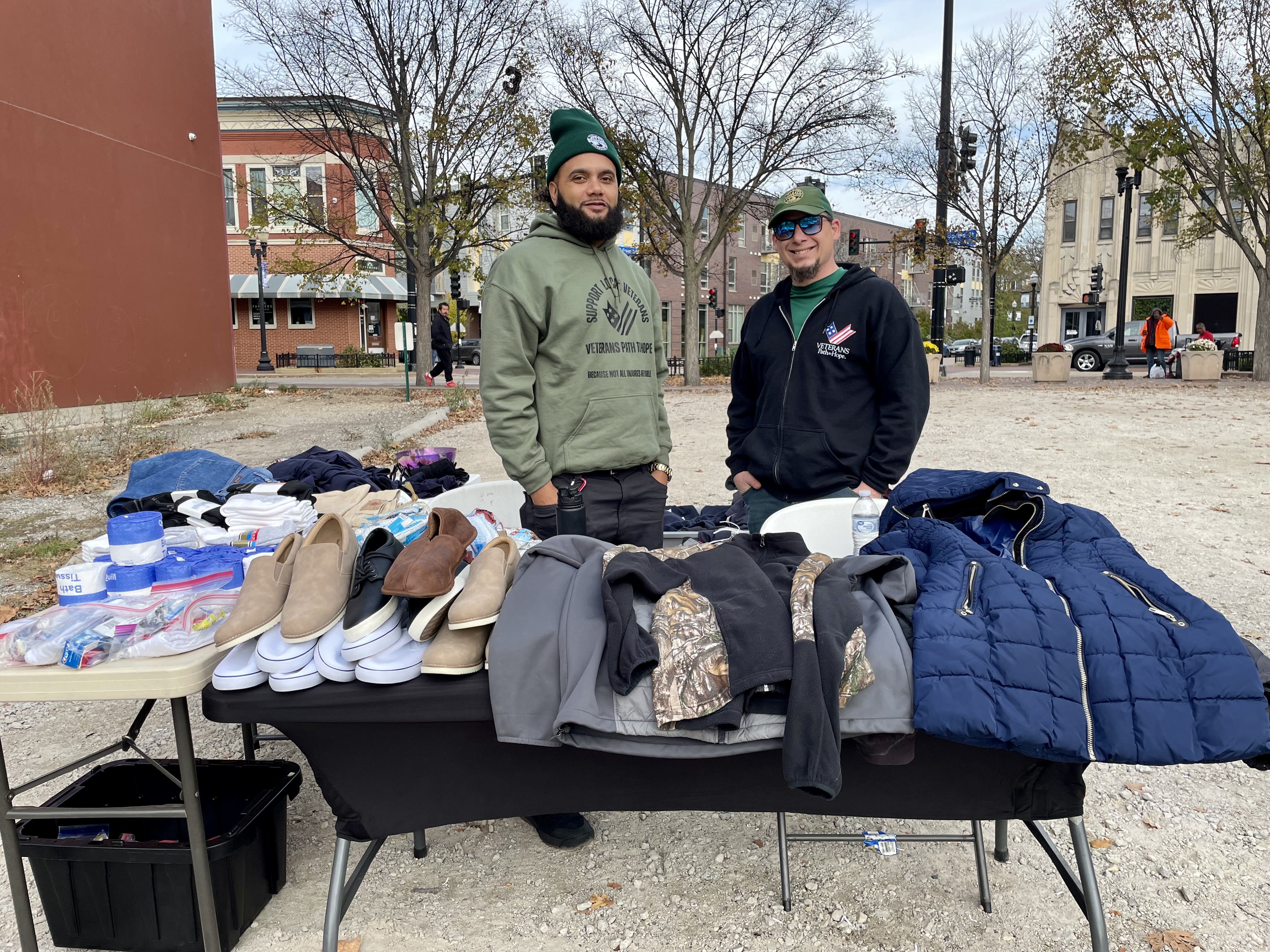 Clothing drive with coats and shoes